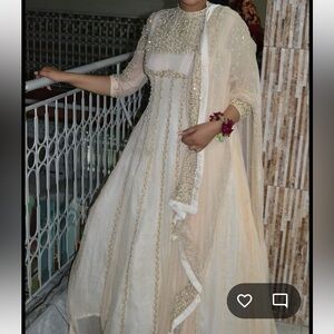 Pakistani Ivory Anarkali Dress - OPEN TO ALL OFFERS
